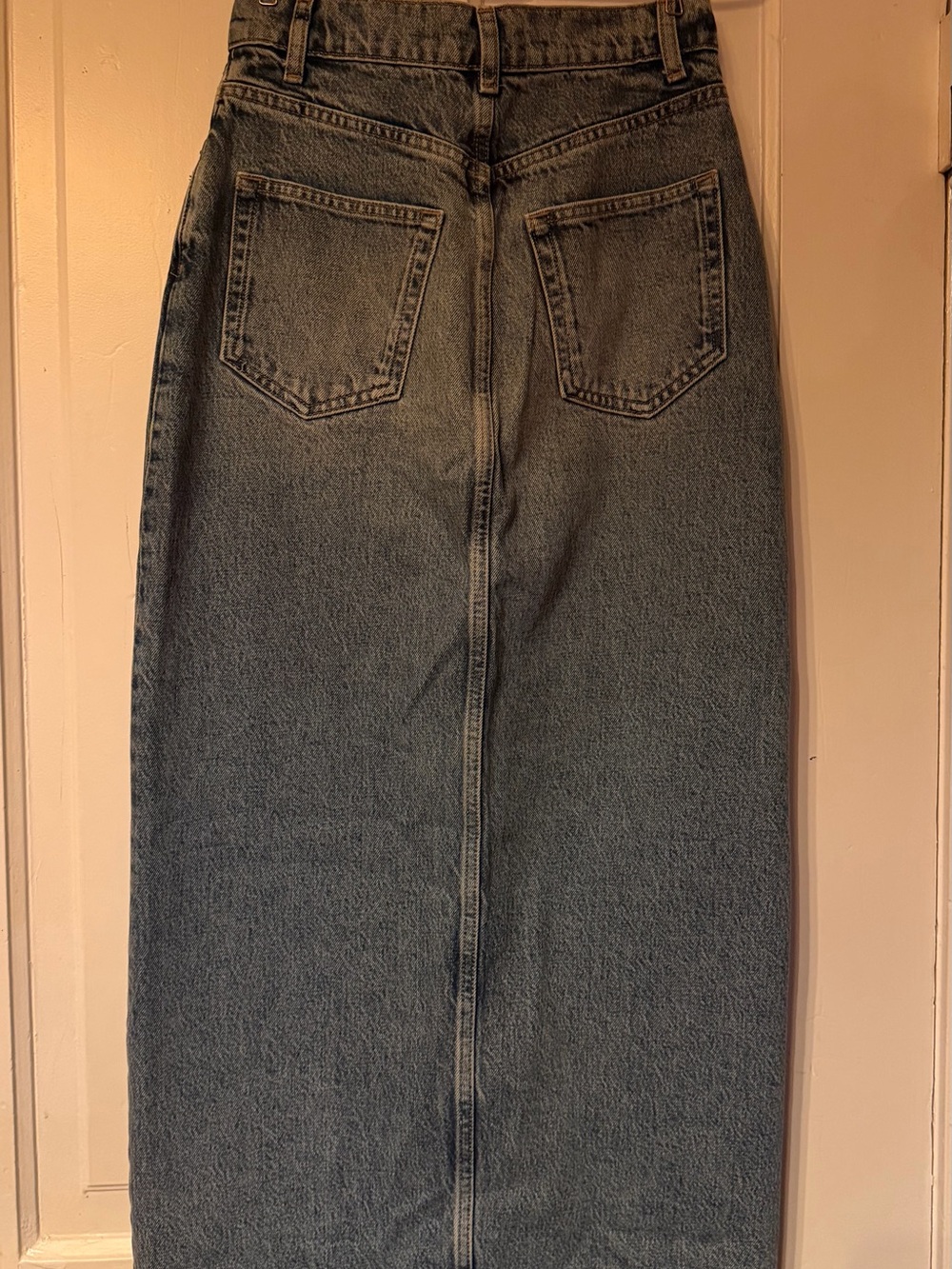 Reformation Nila Long Midi Denim Skirt in Faded Blue - Picture 4 of 10